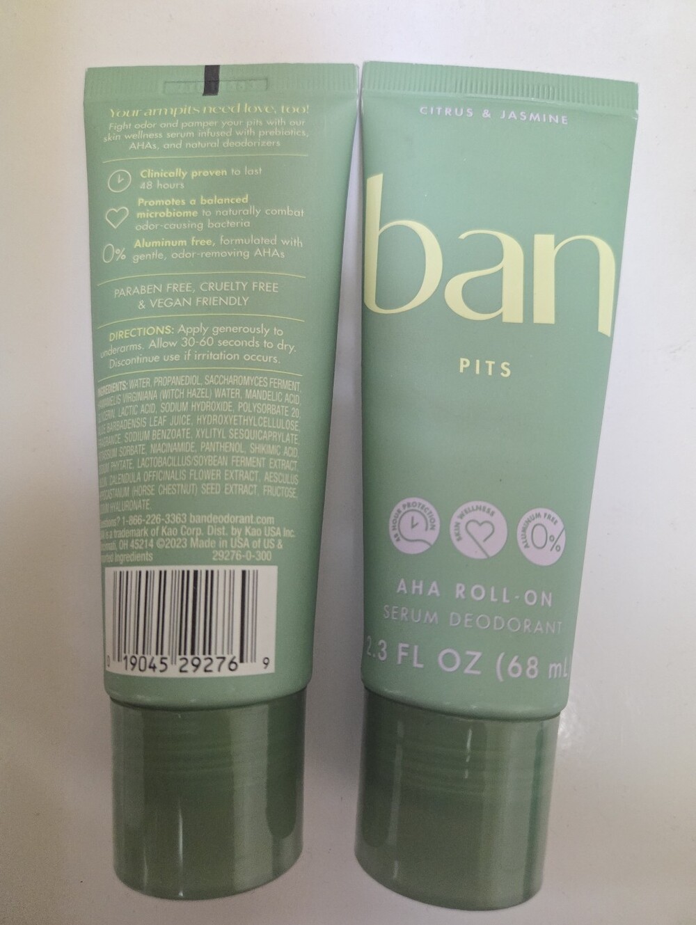 Ban Pits AHA Roll-On Serum Deodorant Citrus & Jasmine 2-Pack